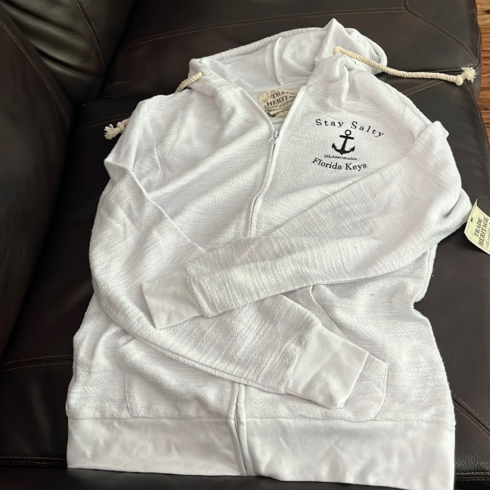 Trade Heritage Apperal Zip up hoodie, Color: White, new with tags